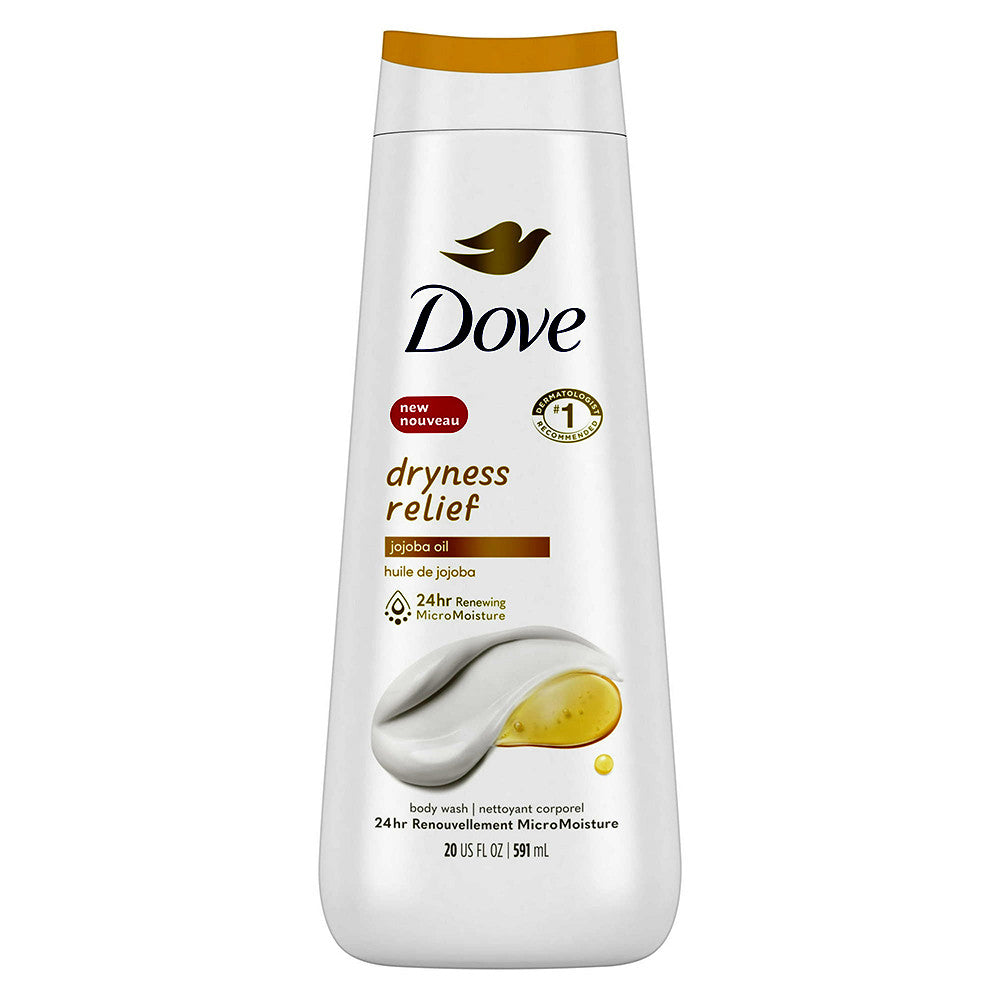 Dove Dryness Relief with Jojoba Oil Womens Body Wash Soap, 20 Oz
